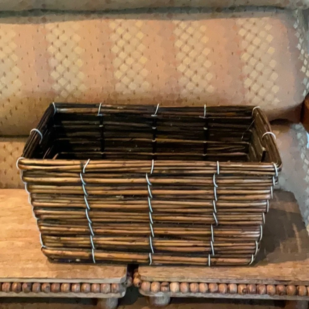 Wicker Basket, Rectangular, Catchall basket, Boho chic